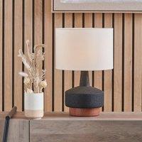 Black and Wood Effect Textured Ceramic Table Lamp