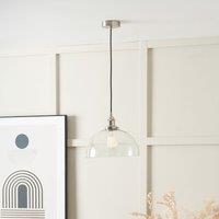 Antique Silver Metal Light with Glass Dome Pendant