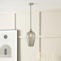 Antique Silver Metal Light with Glass Tulip Pendant