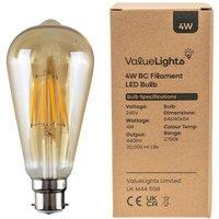 Set of 3 B22 4W LED Filament Pear Shaped Bulbs in Amber