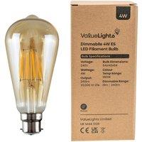 Set of 3 E27 4W LED Filament Pear Shaped Bulbs in Amber
