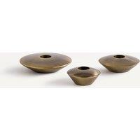 Vira Candleholders in Aged Brass in Set of 3