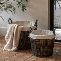 Set of 2 Nest Baskets with Linen Lining