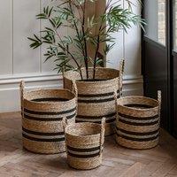 Set of 4 Black Stripe Storage Basket Nests