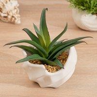 16cm Artificial Spiky Succulent in Wavy Cement Pot