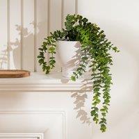 40cm Artificial Trailing Eucalyptus in Rustic Footed Pot