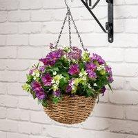 58cm Artificial Petunia & Star Flower Hanging Basket