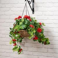 80cm Artificial Red Geranium Hanging Basket