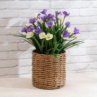 58cm Artificial Crocus in Seagrass Basket