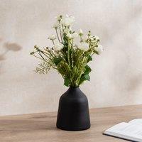 45cm Artificial White Poppy, Rose, and Cosmo Bouquet in Black Vase
