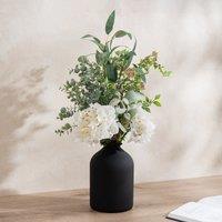 60cm Artificial Hydrangea and Eucalyptus Bouquet in Black Vase