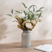 66cm Artificial Tulip, Rose, and Eucalyptus Bouquet in Churn Vase