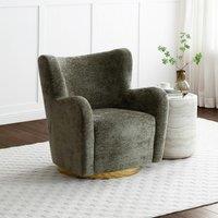 Lenny Chenille Swivel Chair with Gold Base