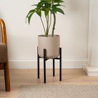 Neutral Planter with Metal Stand