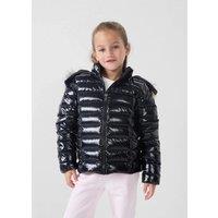 Warm Padded Jacket with Faux Fur Trim Hood