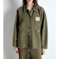 Uzatown Denim Oversize Jacket with Button Fastening