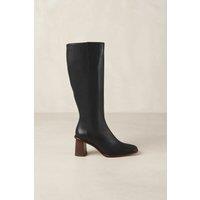 East Knee-High Boots in Leather with Block Heel