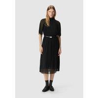 Pleated Midi Dress with High Neck