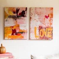 Set of 2 Textured Canvas Wall Art in Pink/Orange