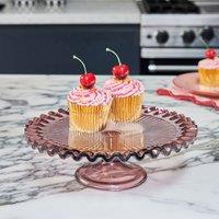 Vintage Inspired Glass Cake Stand in Pink