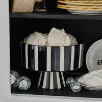 Stripe Stoneware Serving Bowl in Black/White