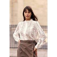 Besma Lace Blouse with Ruffled Details