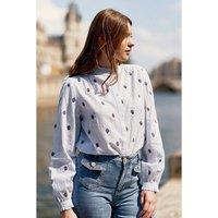 Blooma Striped Embroidered Blouse