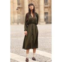 Renan V-Neck Midi Dress with Long Sleeves