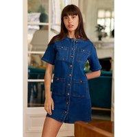 Rinda Denim Mini Dress with Short Sleeves