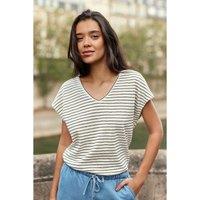Marcellina Striped Short Sleeved V-Neck T-Shirt
