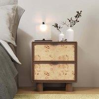 Umber Burl & Mango Wood 2 Drawer Bedside Table