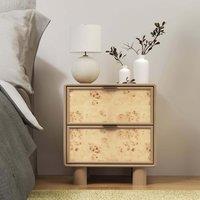 Umber Burl & Mango Wood 2 Drawer Bedside Table