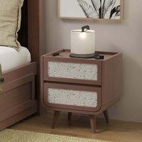 Ozen Stone & Mango Wood 2 Drawer Bedside Table