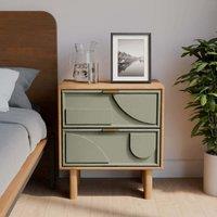 Piza Geometric Mango Wood 2 Drawer Bedside Table