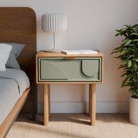 Piza Geometric Mango Wood 1 Drawer Bedside Table