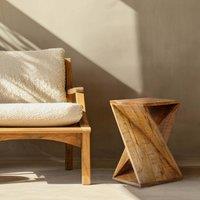 Kairo Sculptural Z-Shaped Mango Wood Side Table