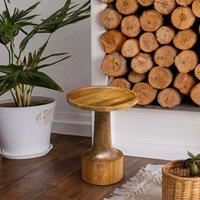 Clarinda Sculptural Acacia Wood Pedestal Side Table