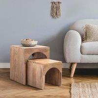 Ziva Arched Mango Wood Side Tables (Set of 2)