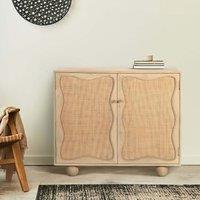 Dax Scalloped Rattan & Mango Wood 2 Door Cabinet