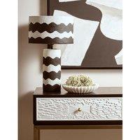 50cm Black And White Curved Stripe Papier Mache Style Table Lamp