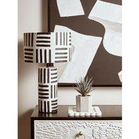 50cm Black And White Graphic Stripe Papier Mache Style Table Lamp