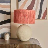 58cm Coole Papier Mache Style Table Lamp With Rust Raffia Shade