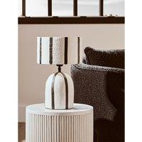 34cm Black And White Stripe Papier Mache Style Table Lamp