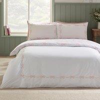 Bow Embroidery Duvet Cover and Pillowcase Set