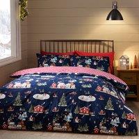 Christmas Ski Village Reversible Duvet Cover and Pillowcase Set