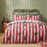 Christmas Stripe Reversible Duvet Cover and Pillowcase Set