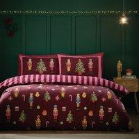Christmas Nutcracker Stripe Reversible Duvet Cover and Pillowcase Set