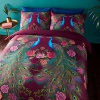 Xanadu Peacock 200 Thread Count Cotton Sateen Duvet Cover and Pillowcase Set