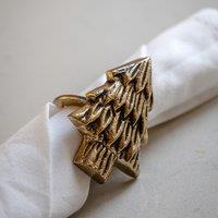 Set of 4 Xmas Tree Napkin Rings in Gold