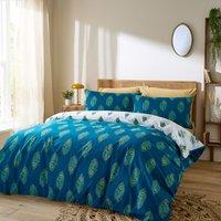 Peacock Feather Cotton Reversible Duvet Cover and Pillowcase Set